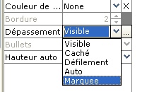 défilement horizontale