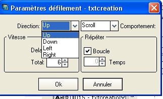 paramètre de défilement